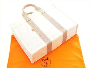 1円 美品 角破れ無し 希少 エルメス ニューフールトゥ MM ブラウン HERMES フールトゥ トートバッグ ビジネス キャンバス クリーニング済