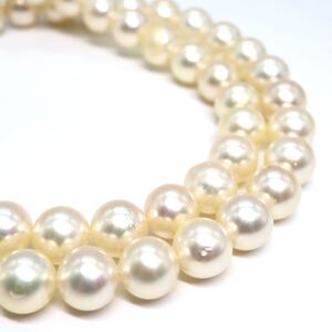 1円〜!!大珠!!良品!!●アコヤ本真珠ネックレス●J 約37.4g 約41.5cm 約7.5-8.0mm珠 pearl necklace jewelry パール DA0/DB0 B84