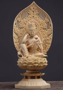 極上品★仏教工芸品 細密彫刻 観音菩薩様像 木彫仏像 置物