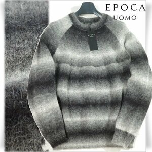 新品1円～★定価4.4万 エポカ ウォモ EPOCA UOMO メンズ 長袖 グラデーションアルパカニット 52 2XL 黒 ブラック 正規店本物◆9021◆