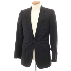 【中古】ディオールオム Dior Homme ウール ストライプ テーラードジャケット ブラックxグレー【サイズ46】