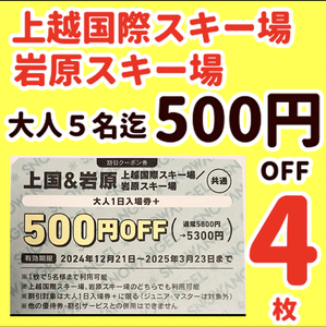 上越国際スキー場リフト券岩原スキー場リフト券割引券4