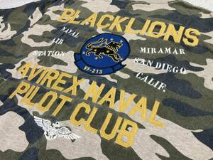 AVIREX / アヴィレックス BLACK LIONS ブラックライオンズ VF-213 刺繍 Tシャツ サイズ L 未使用 / TOP GUN F14 / A1225