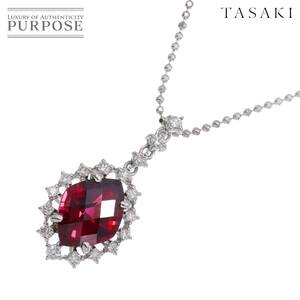 タサキ TASAKI ガーネット 3.84ct ダイヤ 0.35ct ネックレス 45cm K18 WG ホワイトゴールド 750 田崎真珠 Necklace 90252706