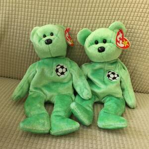 [玩具] ぬいぐるみ「tyビーニーベイビーズ」2体セット 可愛い Ty Beanie Babies「kicks」くま 熊 動物 アニマル 1999 サッカー ボール