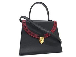 1円 ■美品■ YVESSAINTLAURENT イヴサンローラン ヴィンテージ レザー 2WAY クロスボディ ハンドバッグ ショルダー ブラック系 EA3050