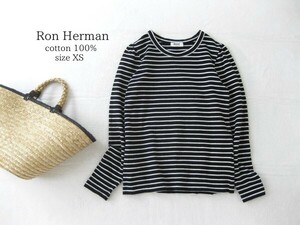 ☆ロンハーマンRon Herman☆カットソー☆長袖☆ボーダー柄☆XS(7号)☆コットン☆パフスリーブ☆BLACK×WHITE☆カリフォルニア☆RHC☆美品