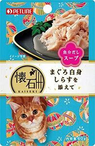 ペットライン キャットフード 懐石レトルト まぐろ白身 しらすを添えて 魚介だしスープ ウェット パウチ 40g×12個 (まとめ