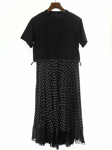 sacai サカイ 23AW Polka Dot Cotton Jersey x Satin Dress コンビドレスワンピース 23-06948 ブラック 1 ITETH161M2PK