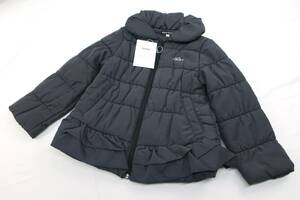 【送900円】4371　未着用品　BeBe　ベベ　キッズ　女の子　中綿ジャケット　ブルゾン　フルジップ　黒　120　裾フリル　定価1.6万