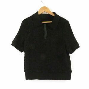 FOXEY フォクシー 36837 Kate Dolo T-shirt ポロシャツ ブラック 40 ウール 他 半袖 トップス ニット レディース AM4662A71