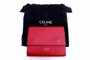 セリーヌ CELINE スモール トリフォールドウォレット 三つ折り財布 赤/レッド kz4618206476