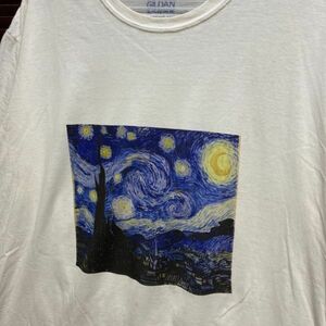 1スタ 再落無し AHHB 白 アート Tシャツ ゴッホ 星月夜 芸術 絵画 90s 00s ビンテージ アメリカ 古着 ベール 卸 仕入れ