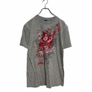 Reebok 半袖 プリントTシャツ L 160～ キッズ グレー リーボック クルーネック アメフト 古着卸 アメリカ仕入 a605-5168