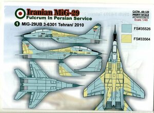 1/48 Print Scale　プリントスケールデカール48-129　MIG-29 Iranian イラン空軍のミグ29