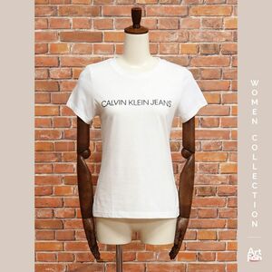 1円/春夏/CALVIN KLEIN JEANS/Lサイズ/J20J207879 ロゴ 半袖 カットソー カルバン クライン ジーンズ 新品/白/ホワイト/iz442/