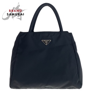 PRADA プラダ テスート 三角ロゴプレート ブラック 黒 シルバー金具 ナイロン トートバッグ ハンドバッグ レディース 407560