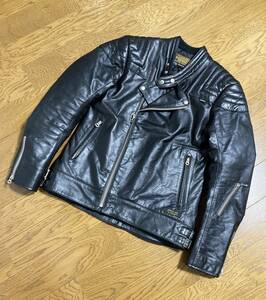 美品 [NEIGHBORHOOD] 13AW BONNEVILLE BL-JKT パテッド ダブルライダース バッファローレザージャケット M 水牛革 ブラック ネイバーフッド