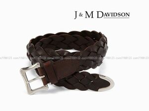 未使用2.7万《J＆M DAVIDSON》30/75 編み込み ベルト J＆MDAVIDSON ジェイアンド ジェイ&エム デヴィッドソン ユニセックス メッシュ 本革