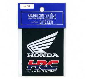 1枚 HONDA ウイングマーク HRCステッカー(黒ベース)【R1082】