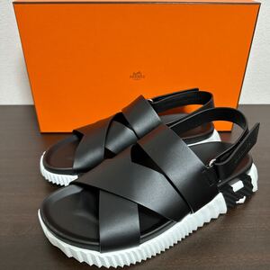 【美品】HERMES エルメス エレクトリック サンダル size 41 レザー×ラバー クロスベルト/バックストラップ メンズ 2024/5月直営店購入品