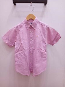 ★G022 RALPH LAUREN ラルフローレン 半袖シャツ ボタンダウンシャツ 160cm 薄いピンク 