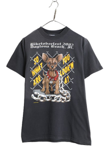 00s デイトナ ビーチ バイクウィーク ドッグ イラスト プリント Tシャツ メンズ M / オールド イーグル バックプリント ヘビーウェイト 黒