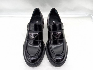 【PRADA】 36 チョコレート ブラッシュド レザー ローファー 靴 プラダ レディース 中古