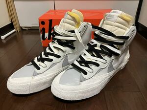 送料込！ 程度上 NIKE BLAZER MID SACAI WOLF GREY WHITE ナイキ ブレーザー ミッド サカイ ホワイト ウルフグレー 29cm BV0072-100 