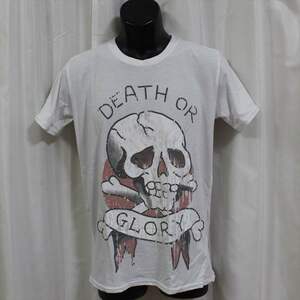 エドハーディー ed hardy メンズ半袖Tシャツ ホワイト 新品 スカル DEATH OR GLORY 白