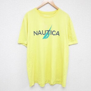 XL/古着 ノーティカ NAUTICA 半袖 ブランド Tシャツ メンズ ビッグロゴ クルーネック 黄 イエロー 24jun13 中古