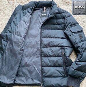 未使用●Lサイズ相当●現行タグ ヒューゴボス HUGO BOSS ジャケット 切替 MA-1 ブルゾン フライトジャケット 腕ロゴ ボンバー メンズ 軽量