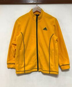 す1563 adidas アディダス ジップアップ フリースジャケット 150 キッズ イエロー系 