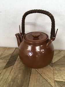 N やかん】昭和レトロ！ 土瓶 茶色 和風 和食器 茶器 美品 陶器 急須 茶道具 古民具 調理器具 シンプル アンティーク コレクション 現状