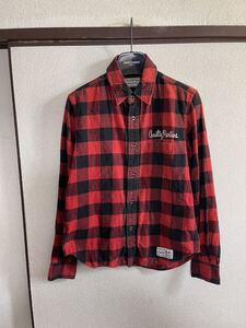 【即決】【レターパックプラス対応】 WACKO MARIA ワコマリア CHECK SHIRTS チェックシャツ 長袖 RED レッド 赤色 パックプリントあり