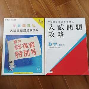 未使用★Benesse　中2 夏の総復習特別号　5教科　入試直結記述ドリル★入試問題攻略　数学★解答解説付★進研ゼミ　中学講座★問題集 