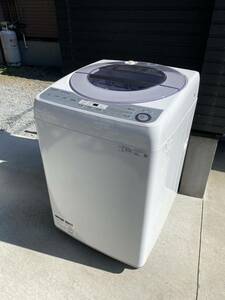 2019年製 SHARP / シャープ 全自動洗濯機 ES-GV8C-S 8.0kg 低騒音 ダイヤカット穴なし槽 動作確認済み 全自動電気洗濯機 インバーター搭載