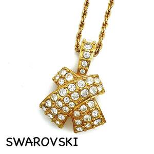 SWAROVSKI｜スワロフスキー ネックレス【アクティ】 クロスモチーフ ラインストーン ゴールドカラー ヴィンテージ ブランド a480et