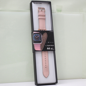 Apple Watch 45mm(Series 7), 44mm(SE, Series 6, 5, 4), 42mm(Series 3, 2, 1) 用 ハイブリッドレザーバンド ピンク 未開封品