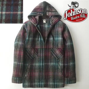 美品 USA製 Johnson Woolen Mills ジョンソン ウーレンミルズ 430 JAC SHIRTS ツイードウール シャツパーカ チェック S【相場価格￥35,600-