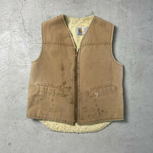 80年代 Carhartt カーハート ダック地 ノーカラー ワークベスト ボアベスト メンズM