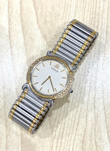 電池交換済 稼動品 腕時計 SEIKO セイコー クレドール 18KT ダイヤベゼル 5A74-0190 クォーツ メンズ 時計 純正ベルト