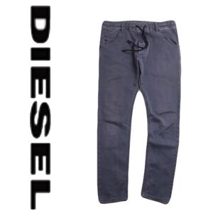 美品 名作 ジョグジーンズ DIESEL used加工 スウェット ブラックデニム デニムパンツ ジーパン メンズ W28 ディーゼル 黒 2412275