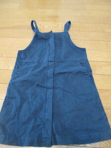 130　黒デニム地シンプルなジャンパースカート