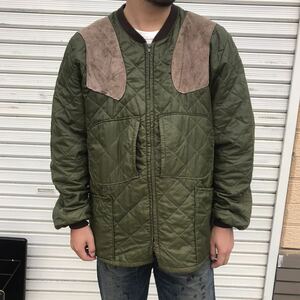 希少 80s 英国製 Barbour バブアー 2ワラント キルティング ハンティング ジャケット ガンパッチ ナイロン ヴィンテージ オイルド ワーク