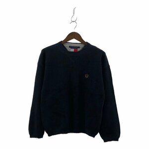 90年代 TOMMY HILFIGER トミーヒルフィガー セーター ワンポイントロゴ ネイビー (メンズ L) P1539