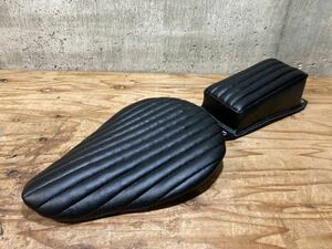 Solo Seat & Pillion Pad Made in Japan BK Brandnew Triumph 883 Tuck&Roll Panhead Shovel Knuckle Harley Chopper SR 2