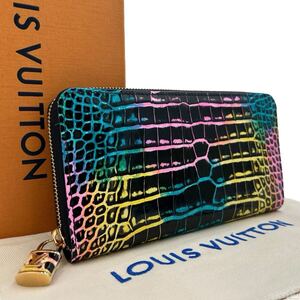 【新品未使用IC搭載】ルイヴィトン Louis Vuitton クロコダイル 長財布 ノワール×レインボー ジッピーウォレット エキゾチックレザー