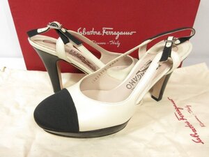 未使用 【サルヴァトーレフェラガモ Salvatore Ferragamo】 バイカラー パンプス 靴 (レディース) size5.5 アイボリー×黒 □30LZ4731□