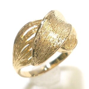 J◇K18【新品仕上済】デザイン リング 指輪 16号 イエローゴールド 18金 葉っぱ 木の葉 Leaf yellow gold ring【ネコポスOK】